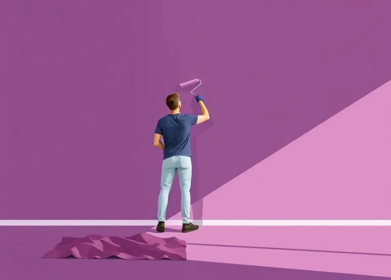 Peintre appliquant la peinture au rouleau sur un mur de salon